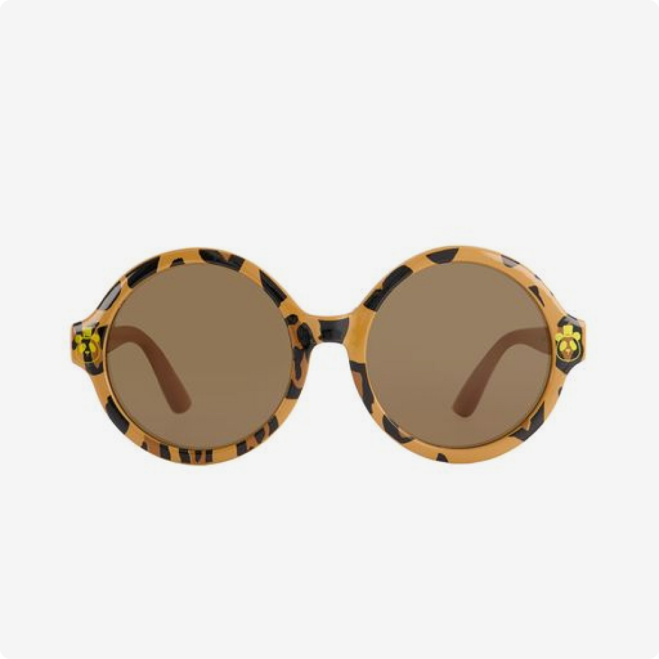 Leopard-print round sunglasses
